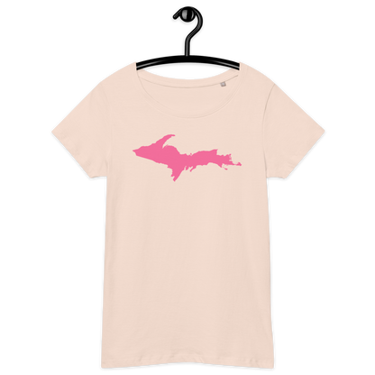 Michigan Upper Peninsula T-Shirt (w/ Pink UP Outline) | Women's Organic