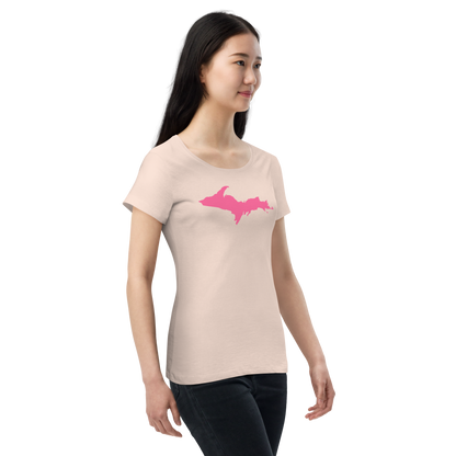 Michigan Upper Peninsula T-Shirt (w/ Pink UP Outline) | Women's Organic