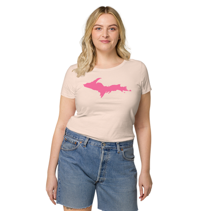 Michigan Upper Peninsula T-Shirt (w/ Pink UP Outline) | Women's Organic