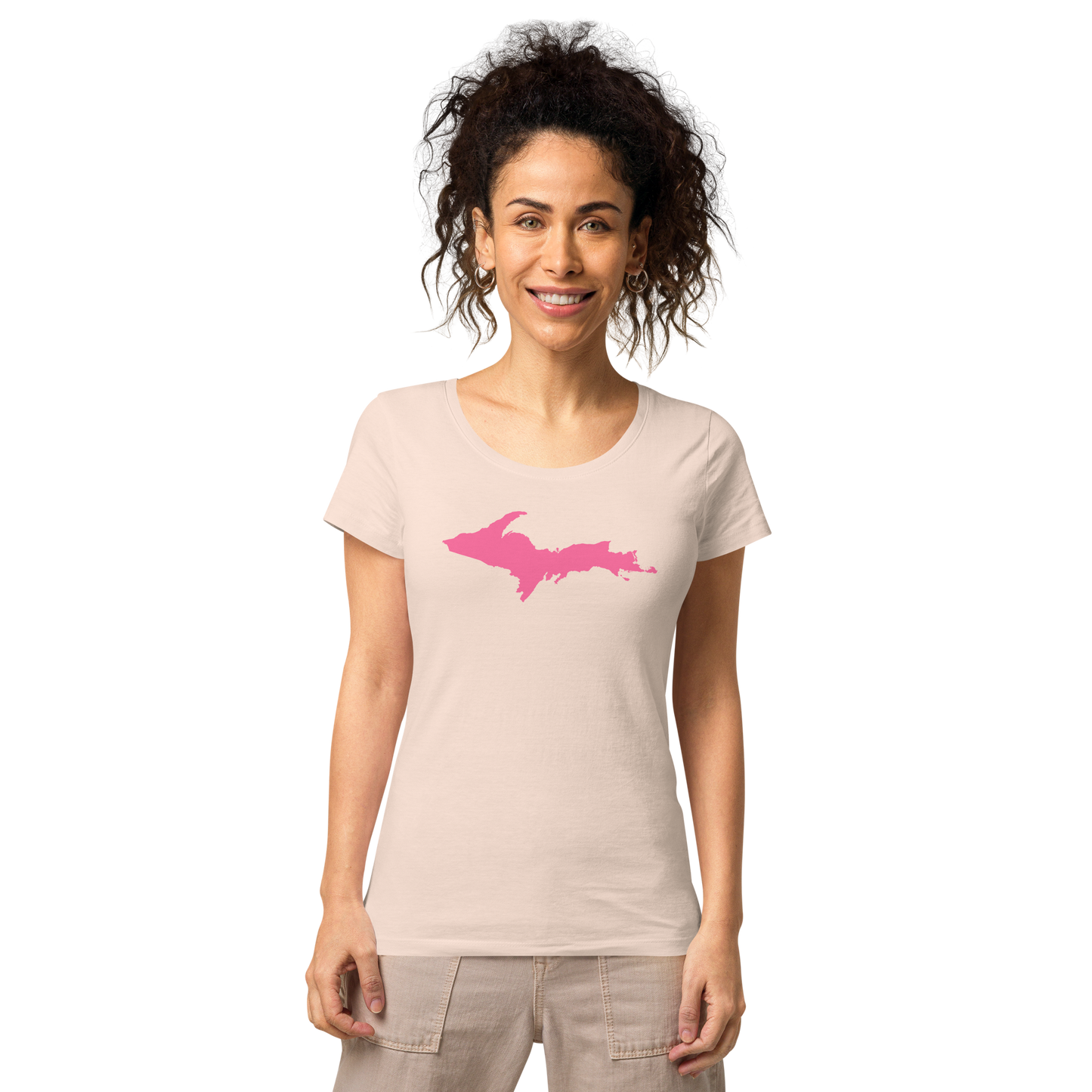 Michigan Upper Peninsula T-Shirt (w/ Pink UP Outline) | Women's Organic