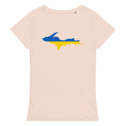 Michigan Upper Peninsula T-Shirt (w/ UP Ukraine Flag Outline) | Women's Organic