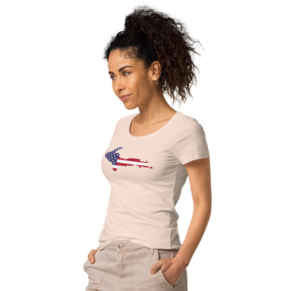 Michigan Upper Peninsula T-Shirt (w/ UP USA Flag Outline | Women's Organic