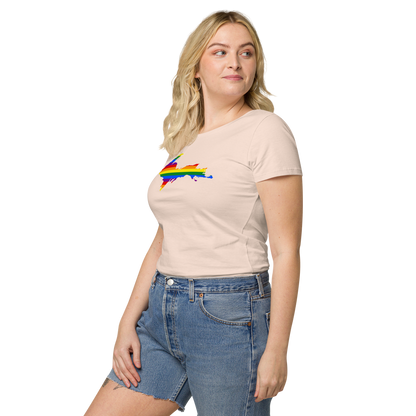 Michigan Upper Peninsula T-Shirt (w/ UP Pride Flag Outline) | Women's Organic