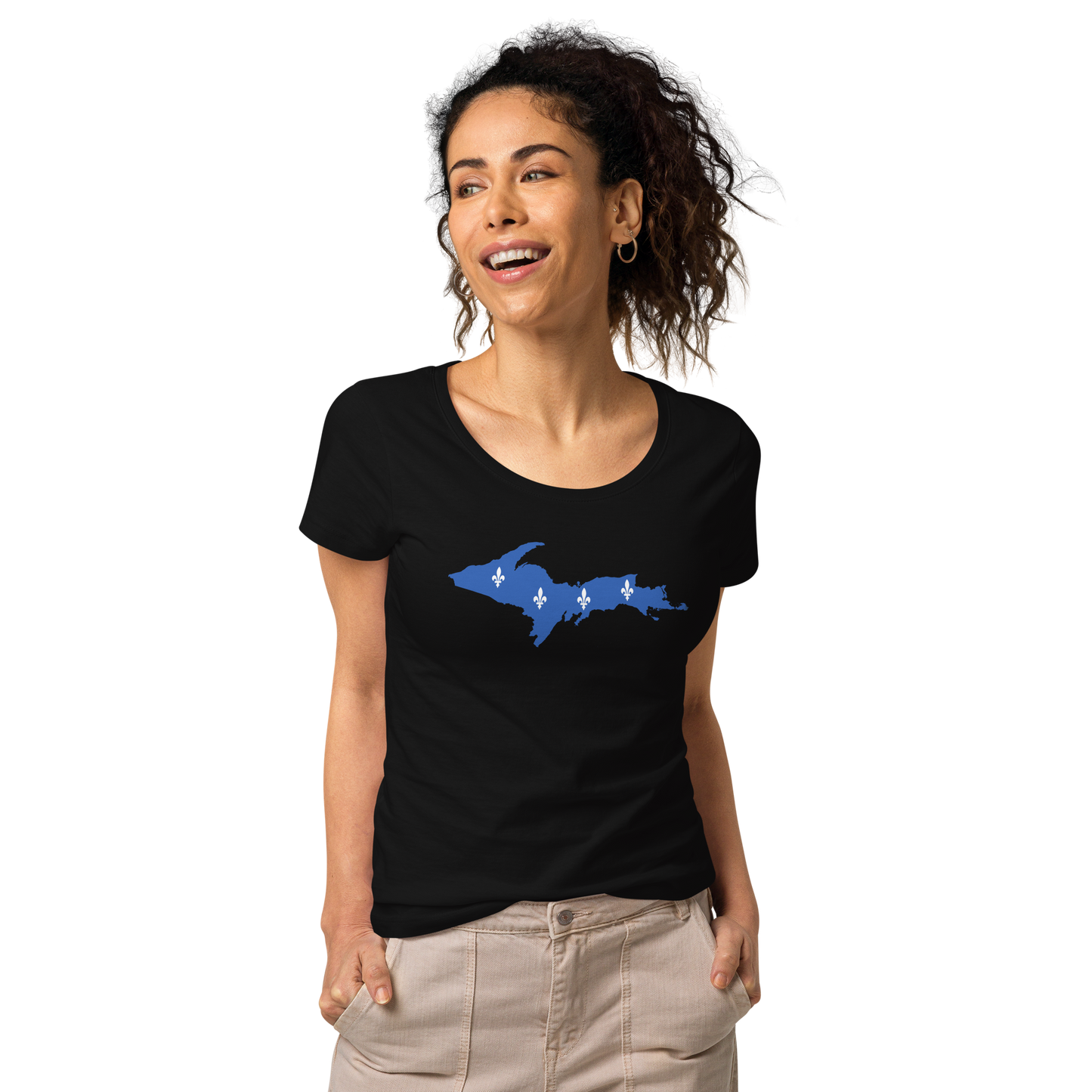 Michigan Upper Peninsula T-Shirt (w/ UP Quebec Flag Outline) | Women's Organic