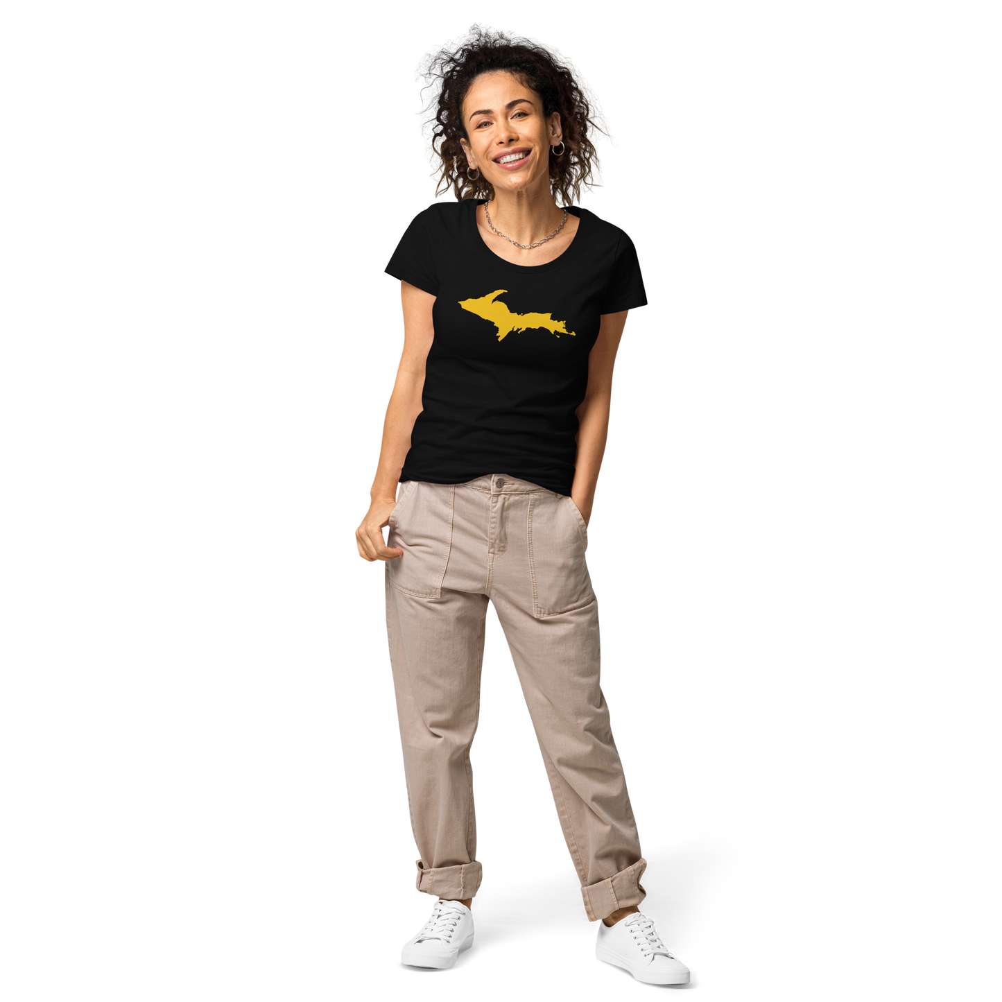 Michigan Upper Peninsula T-Shirt (w/ Gold UP Outline) | Women's Organic