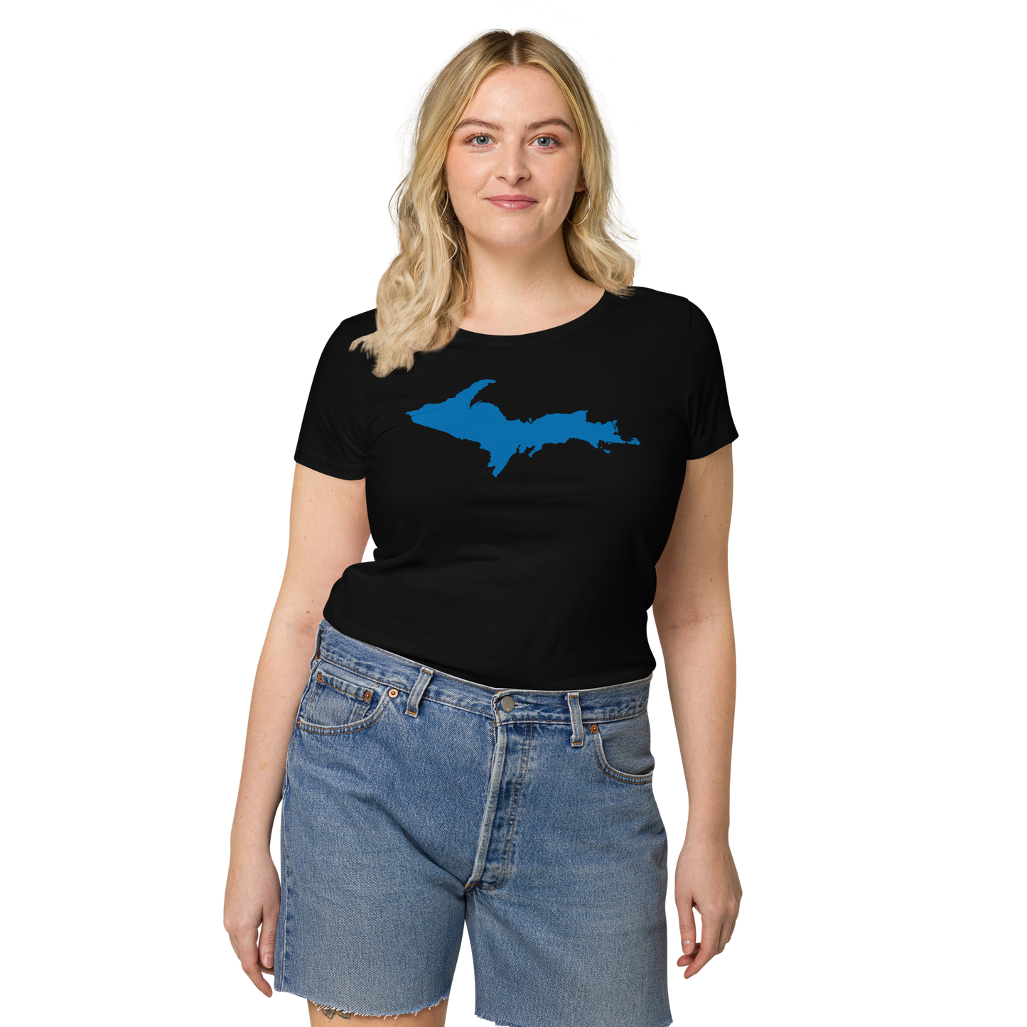 Michigan Upper Peninsula T-Shirt (w/ Azure UP Outline | Women's Organic