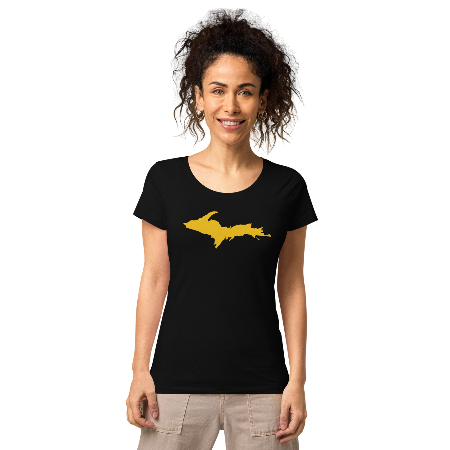 Michigan Upper Peninsula T-Shirt (w/ Gold UP Outline) | Women's Organic