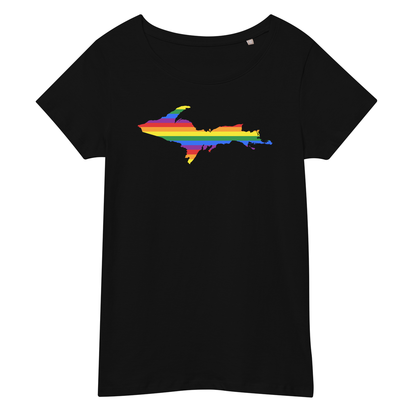 Michigan Upper Peninsula T-Shirt (w/ UP Pride Flag Outline) | Women's Organic