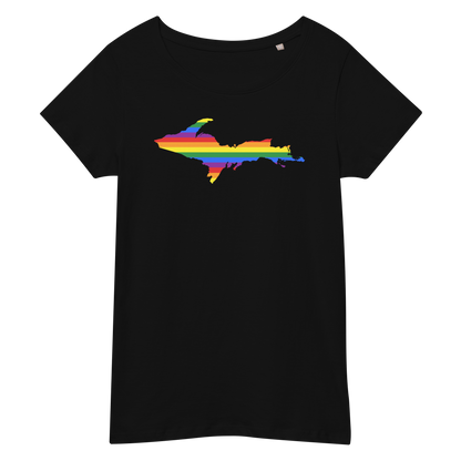 Michigan Upper Peninsula T-Shirt (w/ UP Pride Flag Outline) | Women's Organic