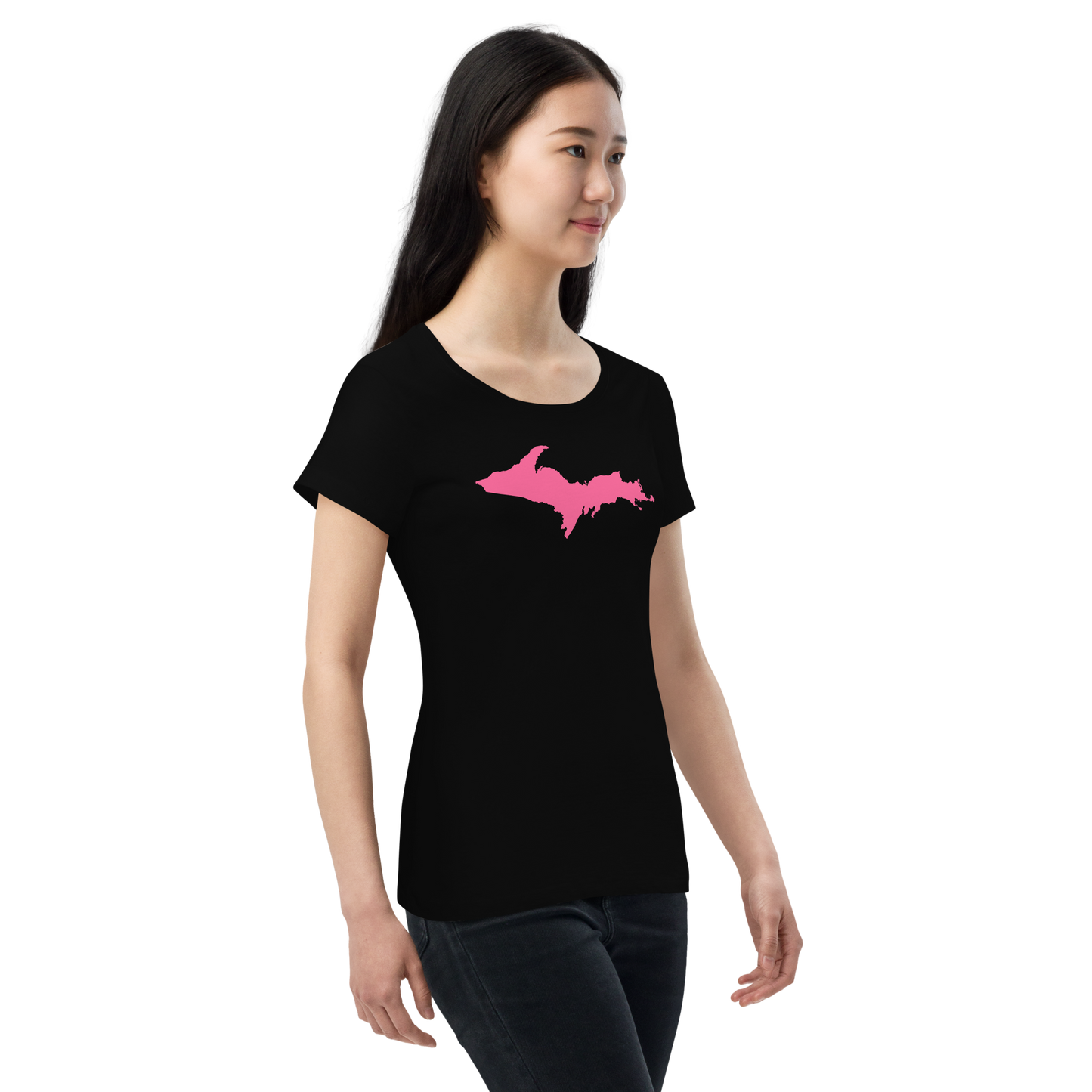 Michigan Upper Peninsula T-Shirt (w/ Pink UP Outline) | Women's Organic