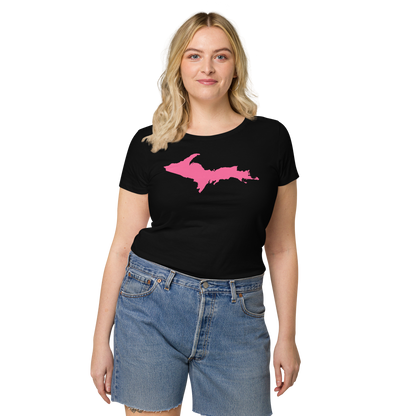 Michigan Upper Peninsula T-Shirt (w/ Pink UP Outline) | Women's Organic