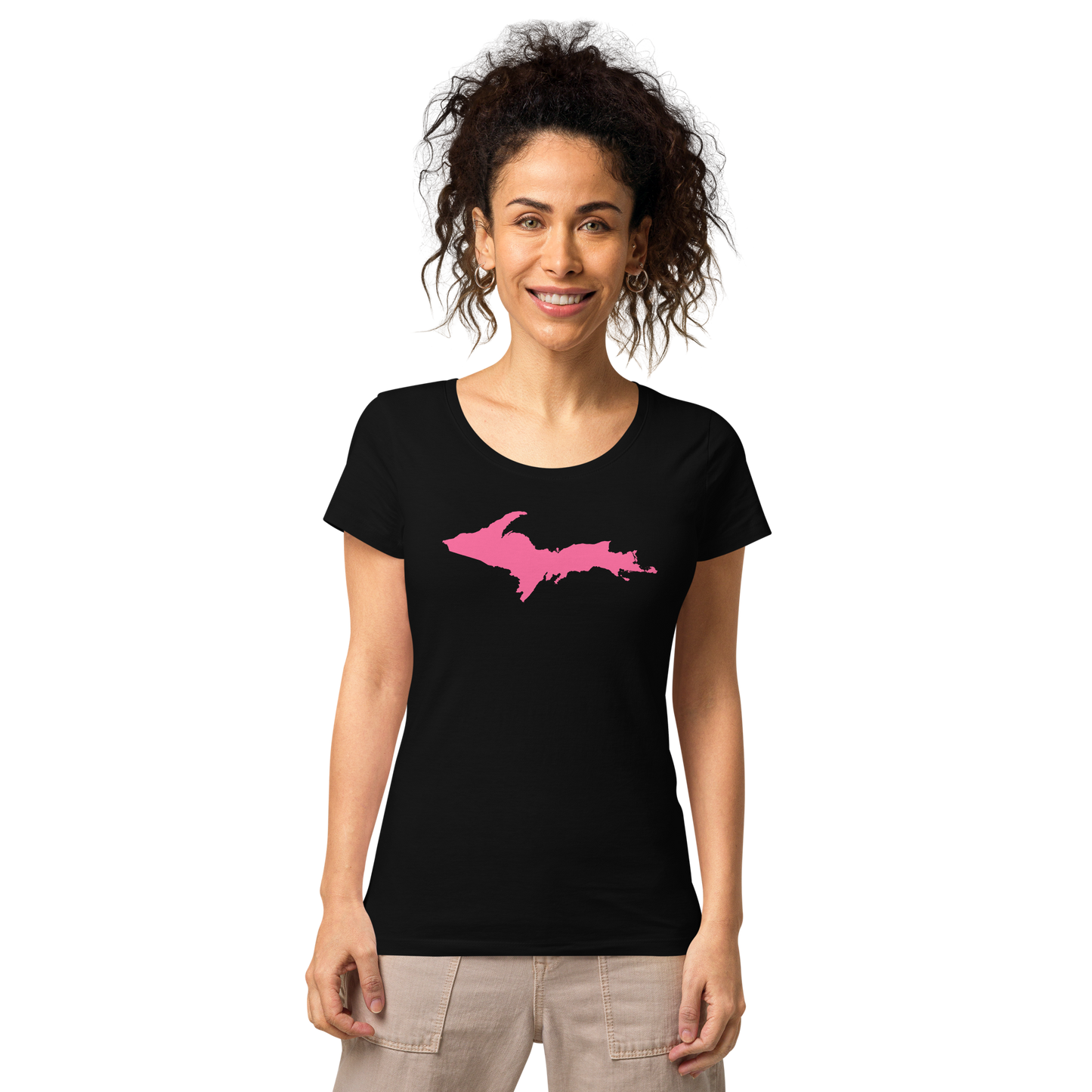 Michigan Upper Peninsula T-Shirt (w/ Pink UP Outline) | Women's Organic