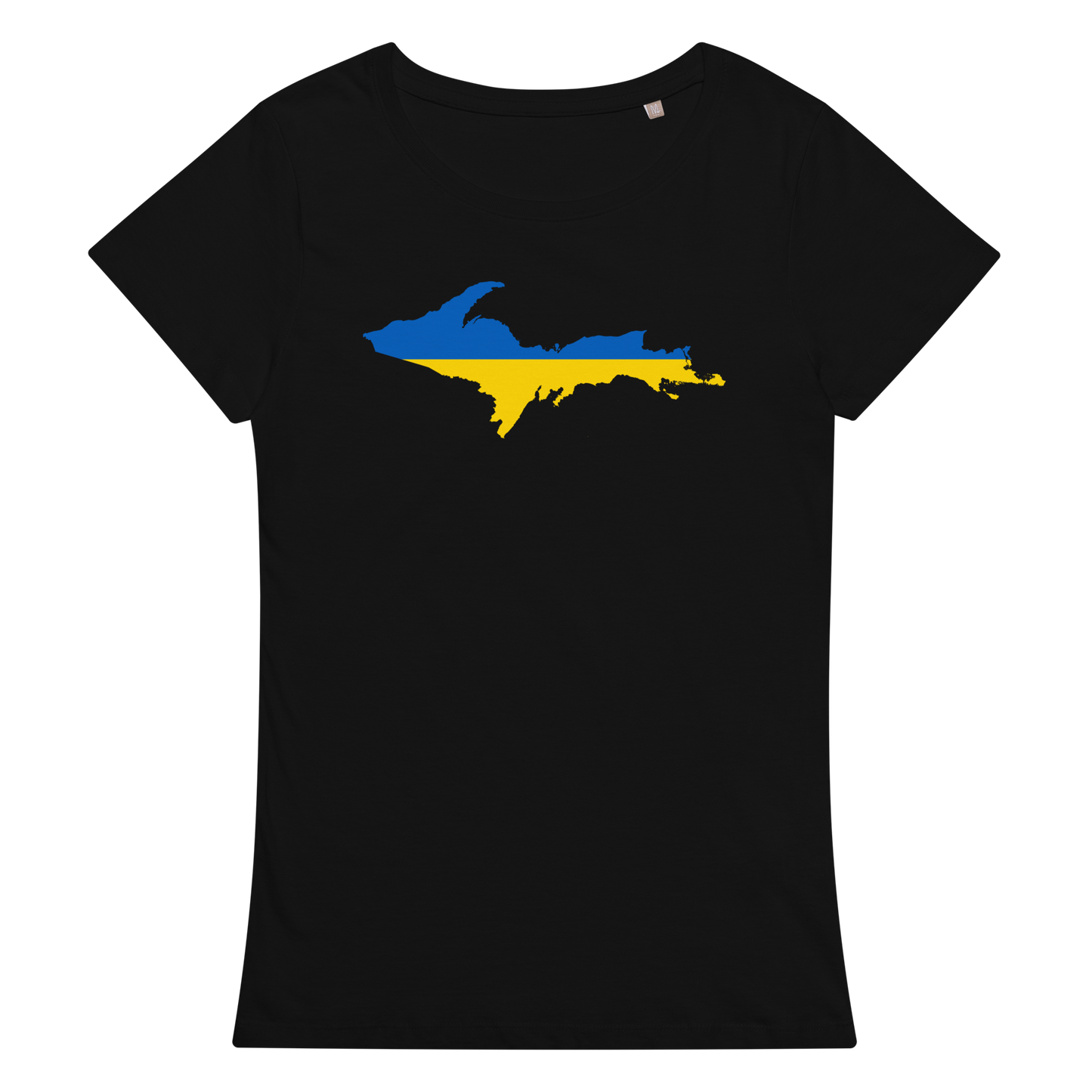 Michigan Upper Peninsula T-Shirt (w/ UP Ukraine Flag Outline) | Women's Organic