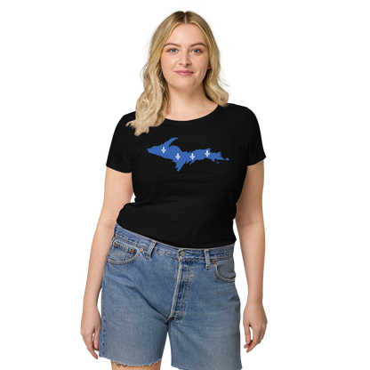 Michigan Upper Peninsula T-Shirt (w/ UP Quebec Flag Outline) | Women's Organic