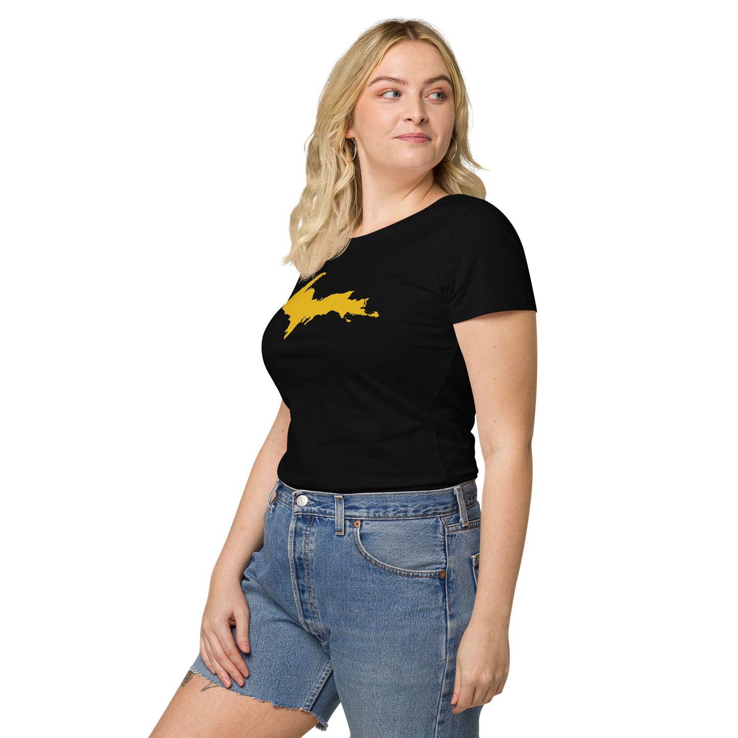 Michigan Upper Peninsula T-Shirt (w/ Gold UP Outline) | Women's Organic