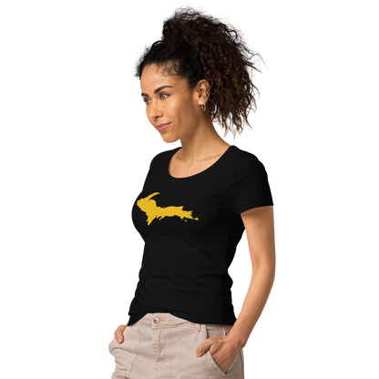 Michigan Upper Peninsula T-Shirt (w/ Gold UP Outline) | Women's Organic