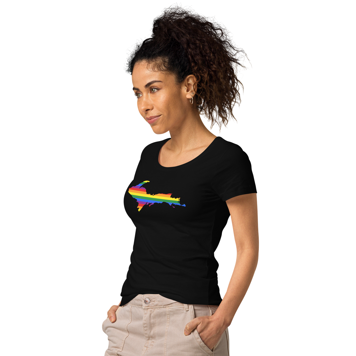 Michigan Upper Peninsula T-Shirt (w/ UP Pride Flag Outline) | Women's Organic