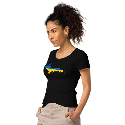 Michigan Upper Peninsula T-Shirt (w/ UP Ukraine Flag Outline) | Women's Organic