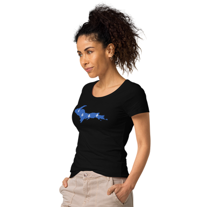 Michigan Upper Peninsula T-Shirt (w/ UP Quebec Flag Outline) | Women's Organic