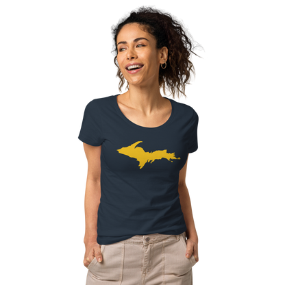 Michigan Upper Peninsula T-Shirt (w/ Gold UP Outline) | Women's Organic