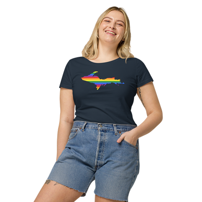 Michigan Upper Peninsula T-Shirt (w/ UP Pride Flag Outline) | Women's Organic