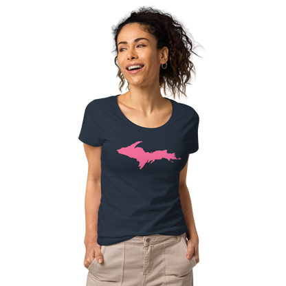 Michigan Upper Peninsula T-Shirt (w/ Pink UP Outline) | Women's Organic