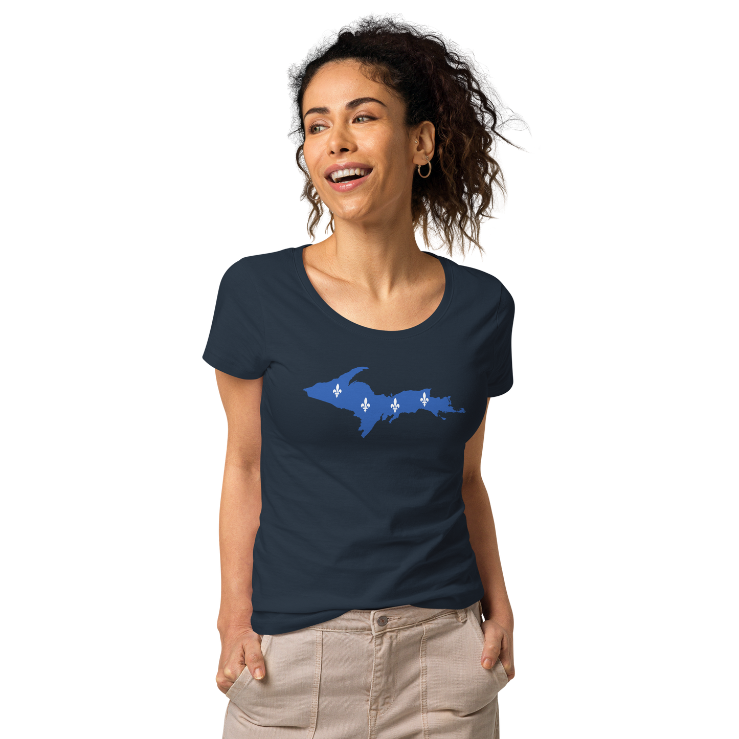 Michigan Upper Peninsula T-Shirt (w/ UP Quebec Flag Outline) | Women's Organic