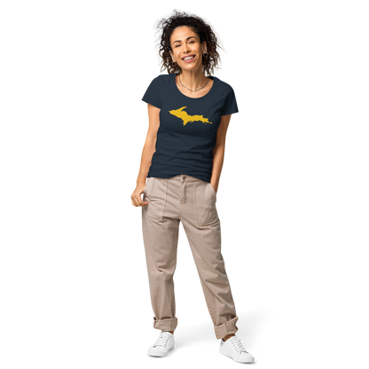 Michigan Upper Peninsula T-Shirt (w/ Gold UP Outline) | Women's Organic