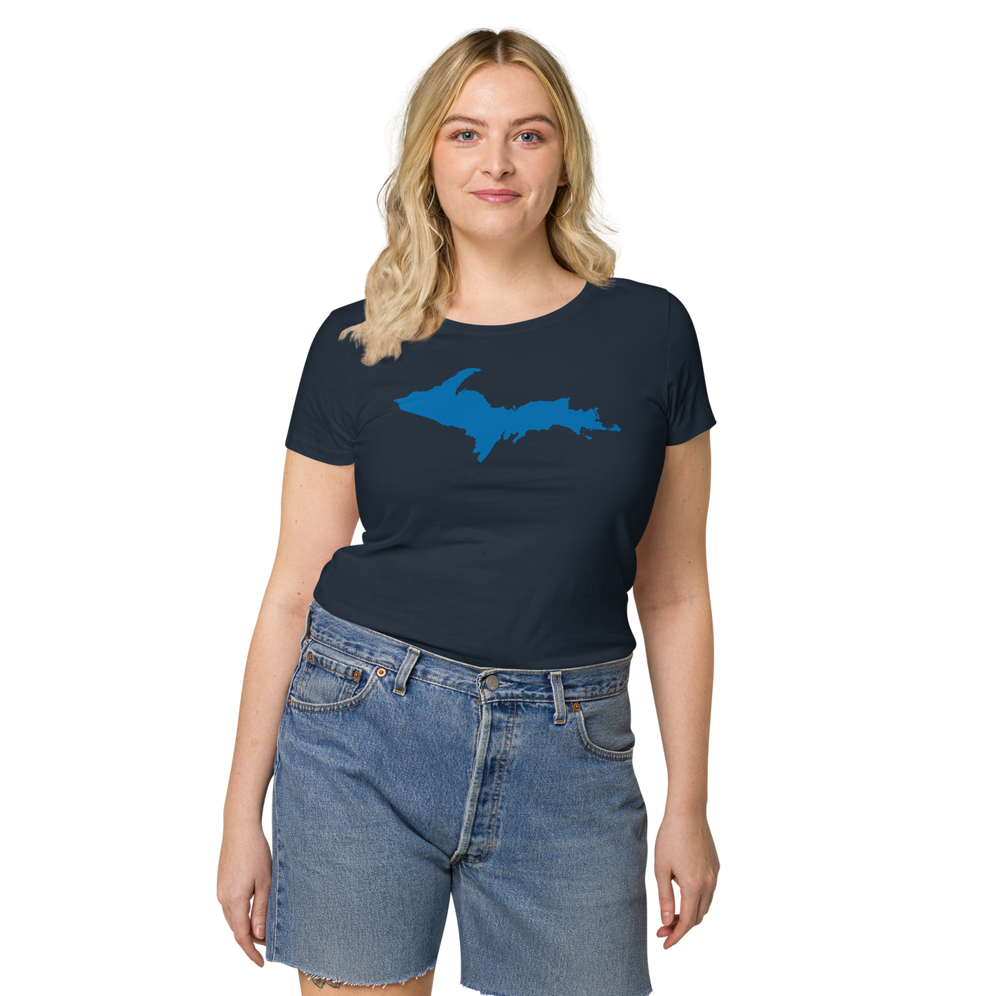 Michigan Upper Peninsula T-Shirt (w/ Azure UP Outline | Women's Organic