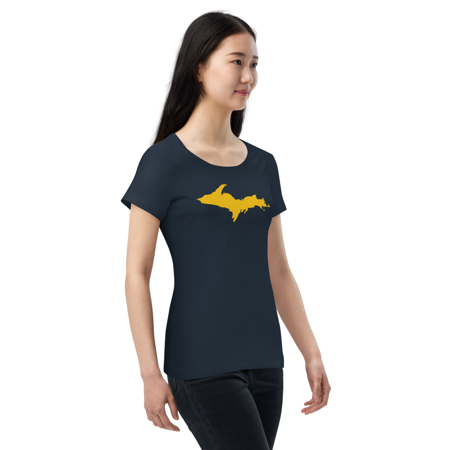 Michigan Upper Peninsula T-Shirt (w/ Gold UP Outline) | Women's Organic