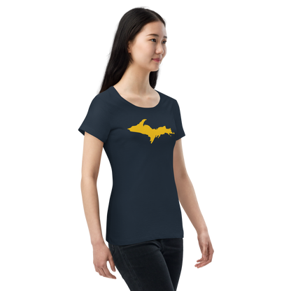 Michigan Upper Peninsula T-Shirt (w/ Gold UP Outline) | Women's Organic