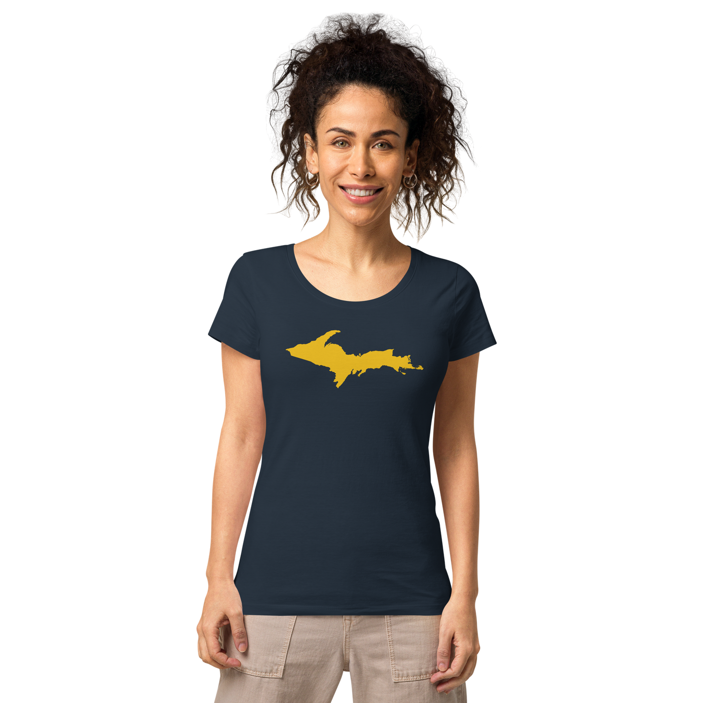 Michigan Upper Peninsula T-Shirt (w/ Gold UP Outline) | Women's Organic