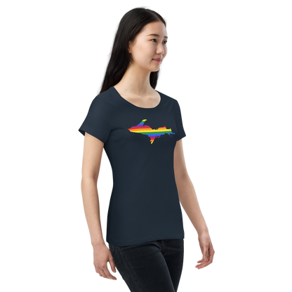 Michigan Upper Peninsula T-Shirt (w/ UP Pride Flag Outline) | Women's Organic