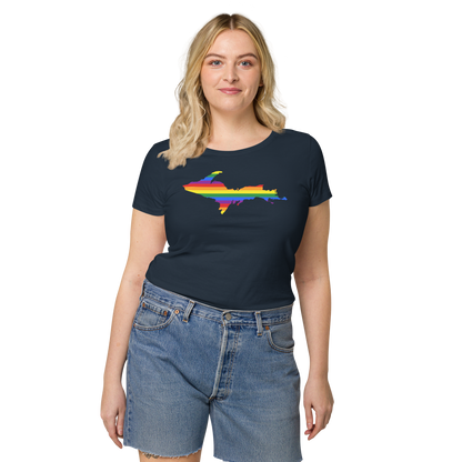 Michigan Upper Peninsula T-Shirt (w/ UP Pride Flag Outline) | Women's Organic