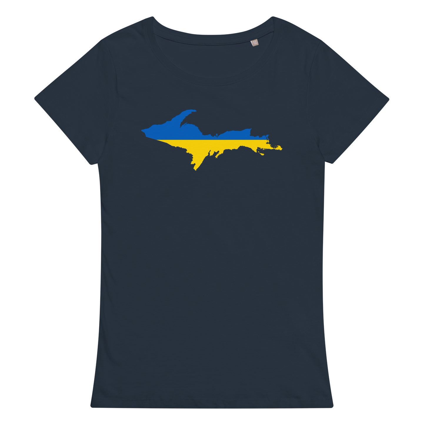 Michigan Upper Peninsula T-Shirt (w/ UP Ukraine Flag Outline) | Women's Organic