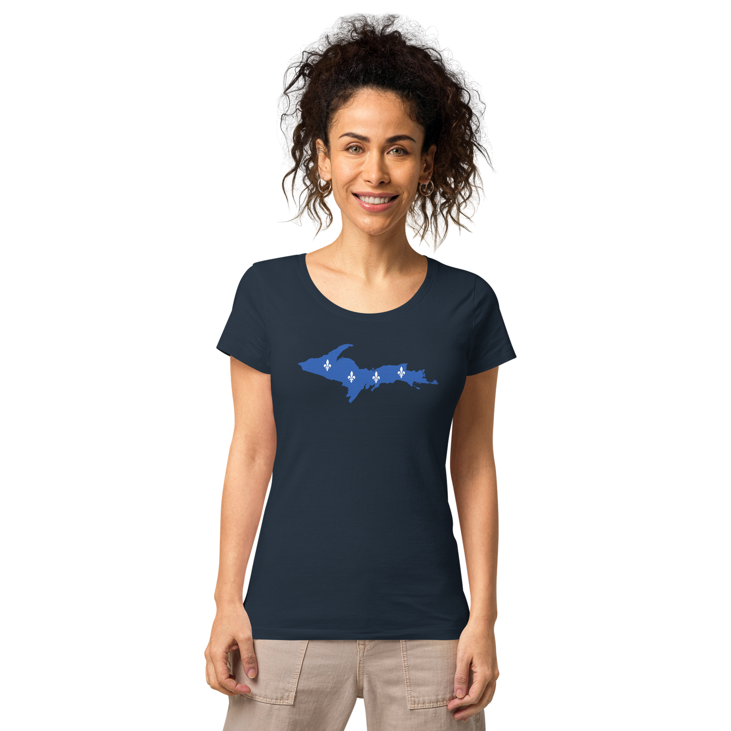 Michigan Upper Peninsula T-Shirt (w/ UP Quebec Flag Outline) | Women's Organic