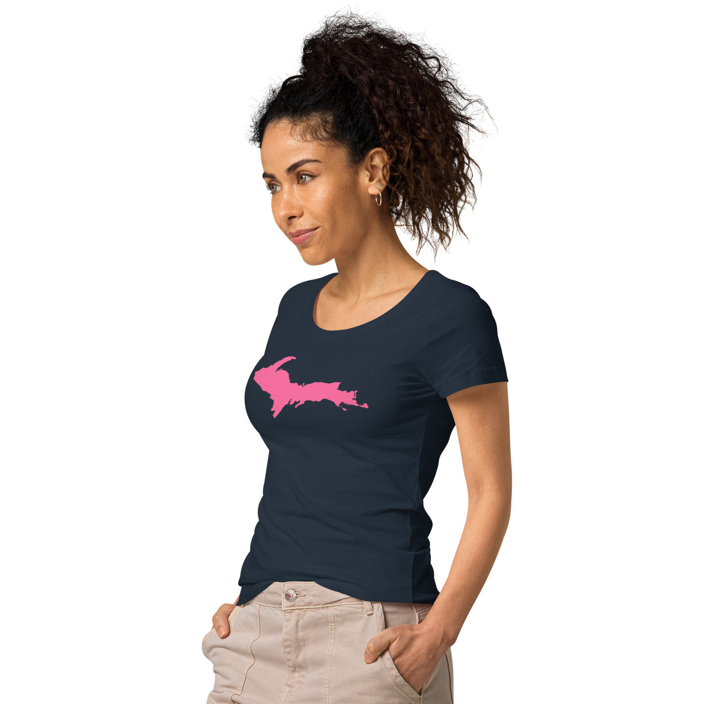 Michigan Upper Peninsula T-Shirt (w/ Pink UP Outline) | Women's Organic