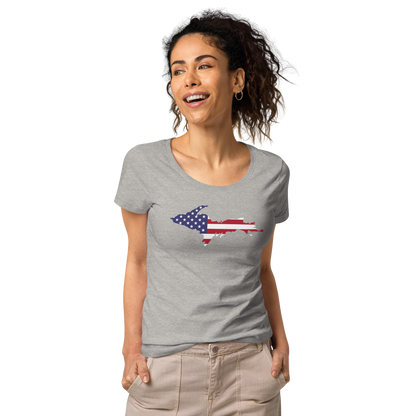 Michigan Upper Peninsula T-Shirt (w/ UP USA Flag Outline | Women's Organic