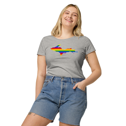 Michigan Upper Peninsula T-Shirt (w/ UP Pride Flag Outline) | Women's Organic