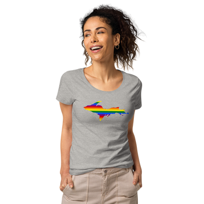 Michigan Upper Peninsula T-Shirt (w/ UP Pride Flag Outline) | Women's Organic