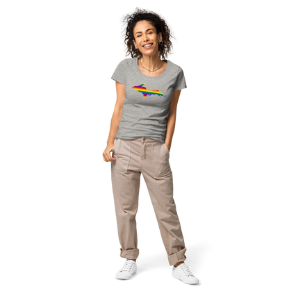 Michigan Upper Peninsula T-Shirt (w/ UP Pride Flag Outline) | Women's Organic