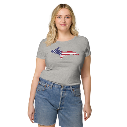 Michigan Upper Peninsula T-Shirt (w/ UP USA Flag Outline | Women's Organic