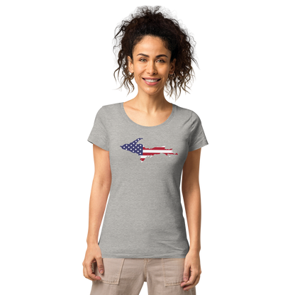 Michigan Upper Peninsula T-Shirt (w/ UP USA Flag Outline | Women's Organic