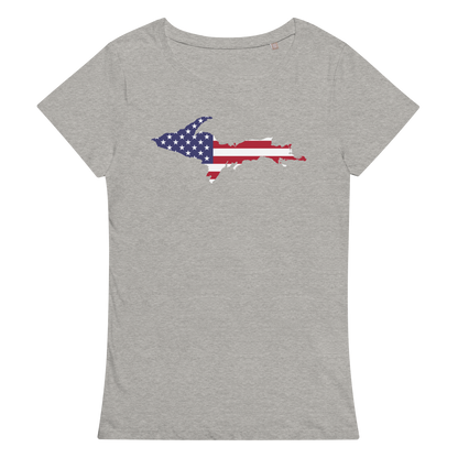 Michigan Upper Peninsula T-Shirt (w/ UP USA Flag Outline | Women's Organic