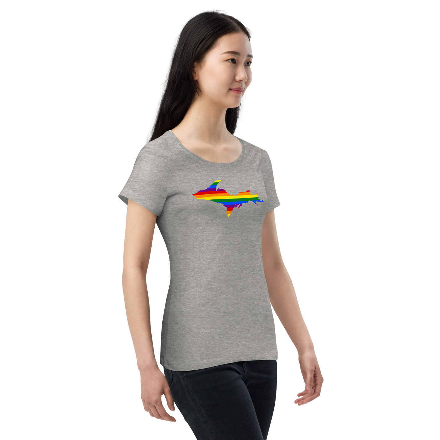 Michigan Upper Peninsula T-Shirt (w/ UP Pride Flag Outline) | Women's Organic