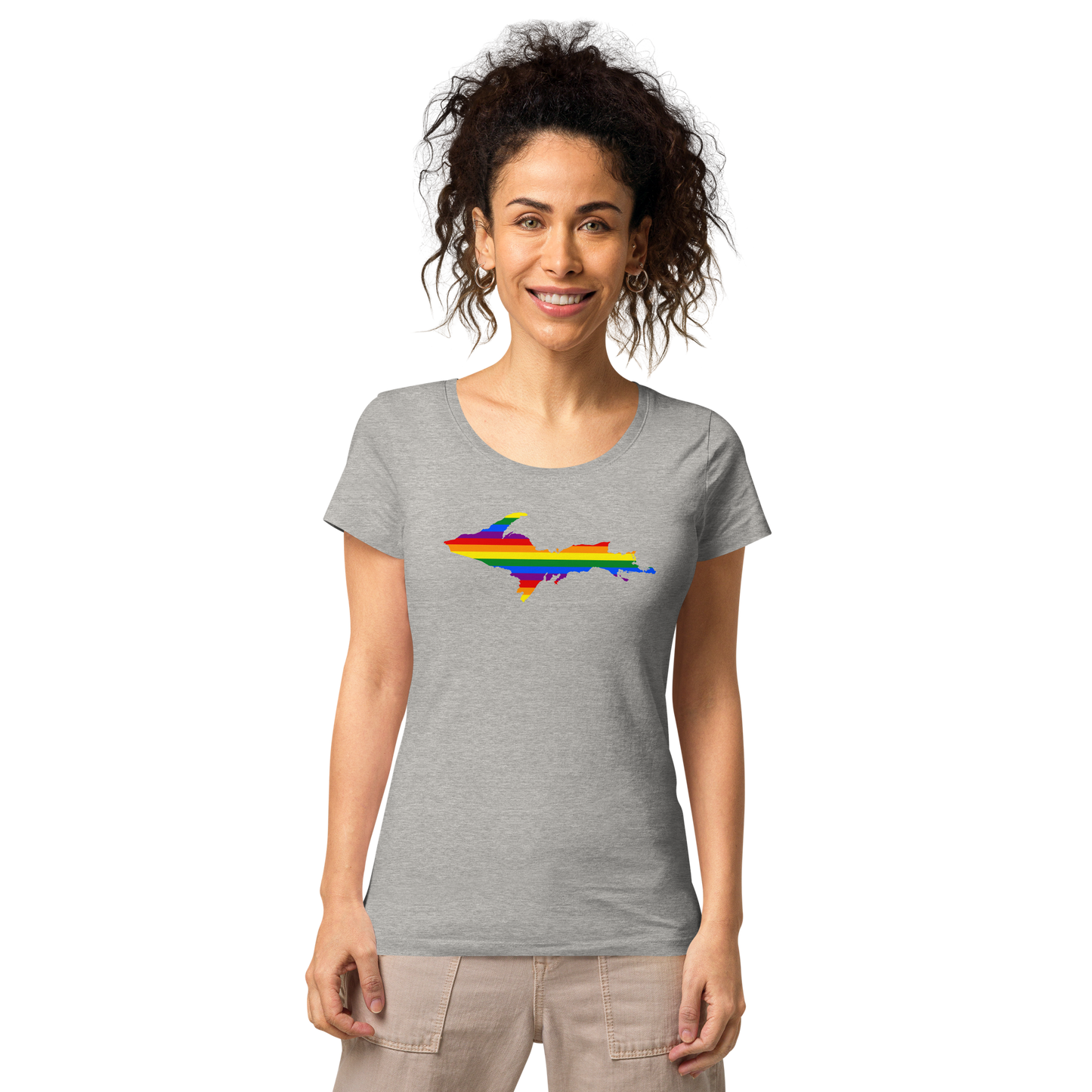 Michigan Upper Peninsula T-Shirt (w/ UP Pride Flag Outline) | Women's Organic