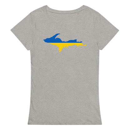 Michigan Upper Peninsula T-Shirt (w/ UP Ukraine Flag Outline) | Women's Organic