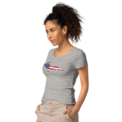 Michigan Upper Peninsula T-Shirt (w/ UP USA Flag Outline | Women's Organic