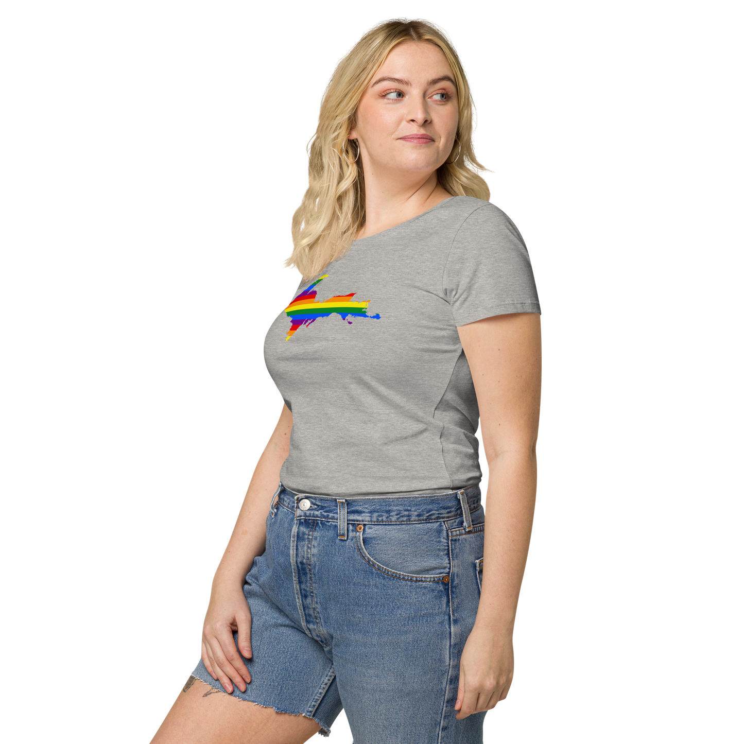 Michigan Upper Peninsula T-Shirt (w/ UP Pride Flag Outline) | Women's Organic