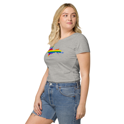 Michigan Upper Peninsula T-Shirt (w/ UP Pride Flag Outline) | Women's Organic